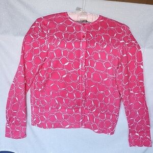 Liz Claiborne Vibrant Pink Circle Pattern cardigan